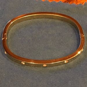 Gold Oval Diamonds Bangle Hinged Bracelet